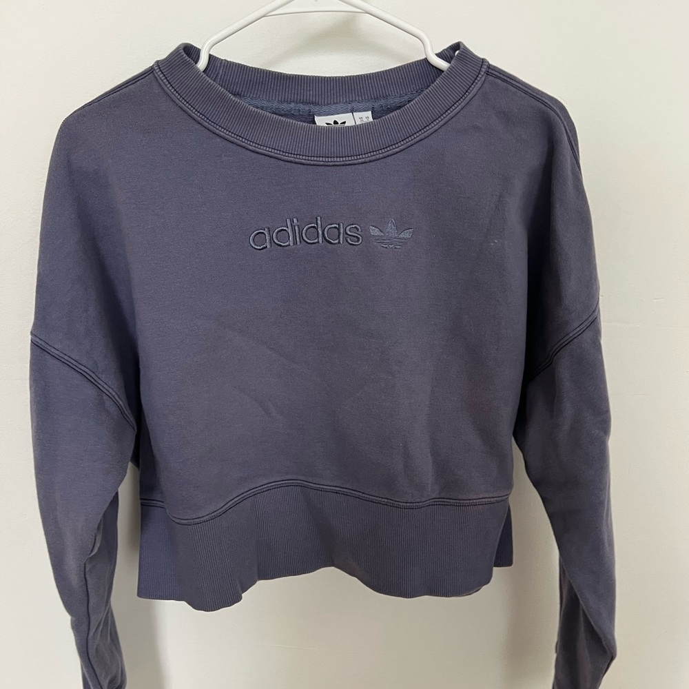 Adidas Women's Dark Purple Cropped Sweatshirt
